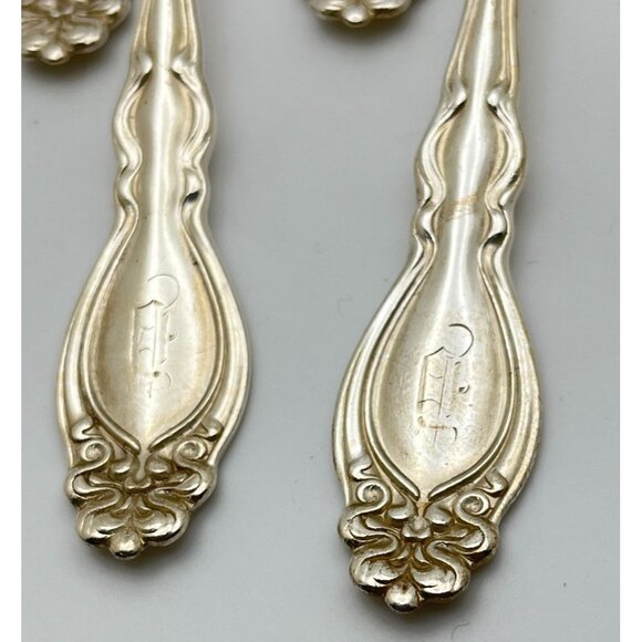 Vintage Holmes & Edwards Chalon Chatsworth Teaspoon Spoon Set of 8 Monogrammed - Picture 5 of 8